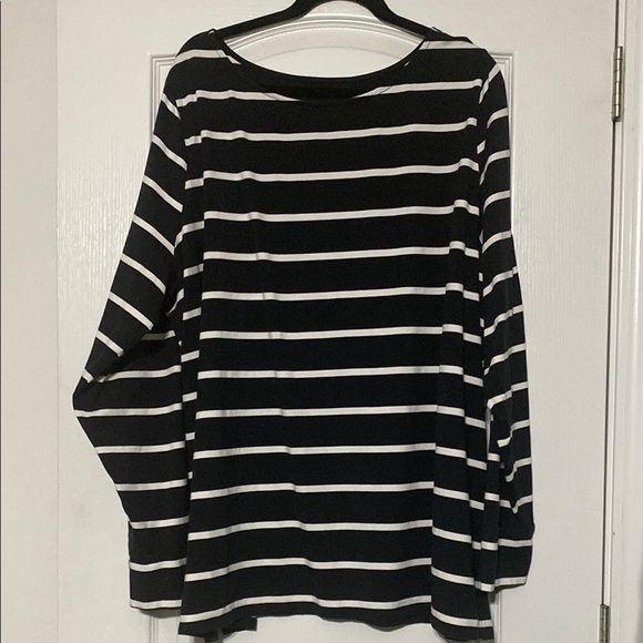 Belle by Kim Gravel Tops - Belle by Kim Gravel Black and White Striped Long Sleeve Top Size 4X